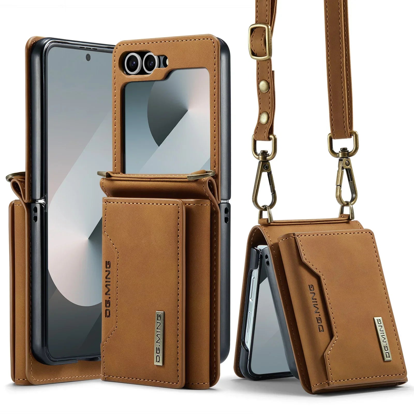 PureGuardCases Crossbody Leather Wallet Case for Samsung Galaxy Z Flip