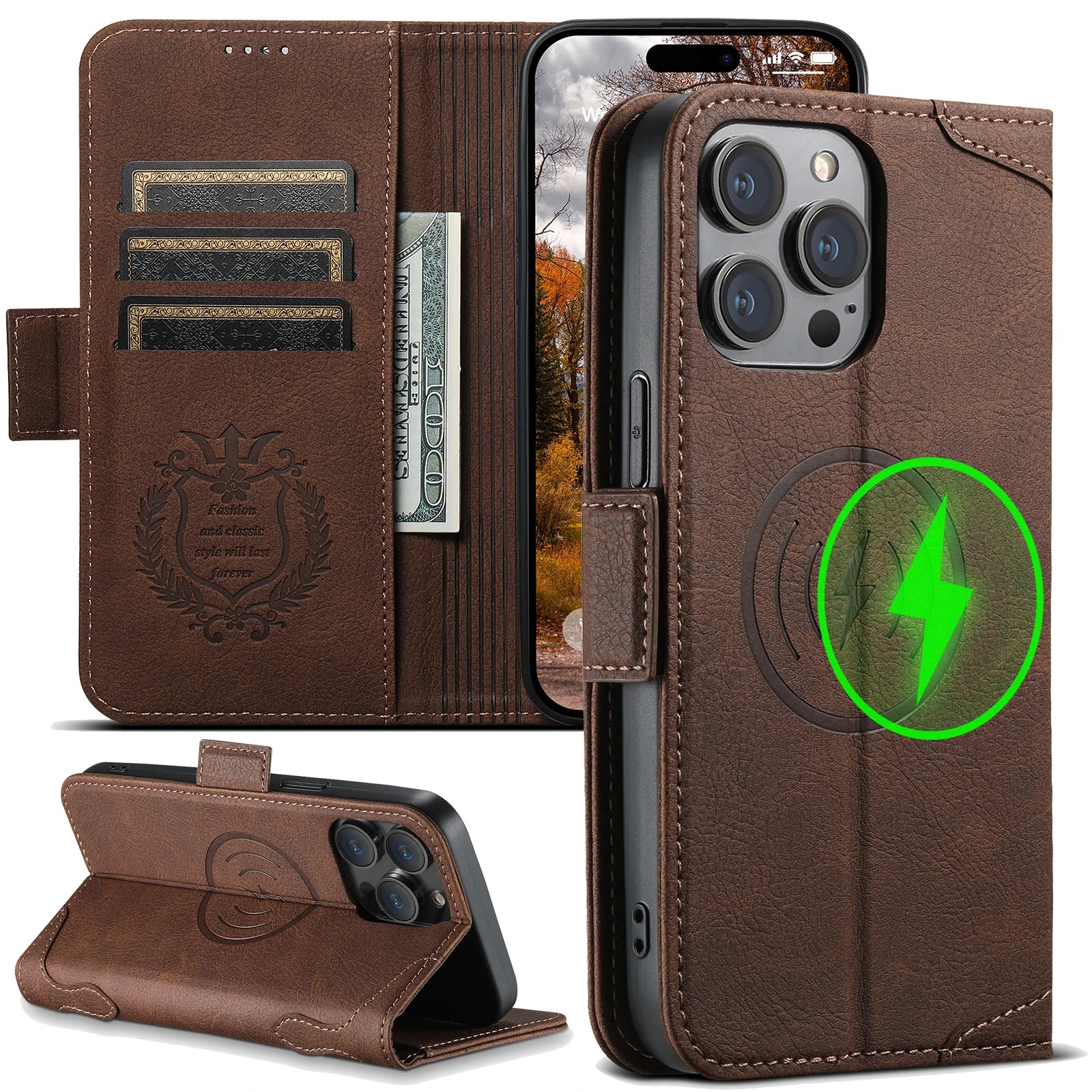 PureGuardCases Card Holder Wallet Flip iPhone Case – MagSafe Magnetic Cover