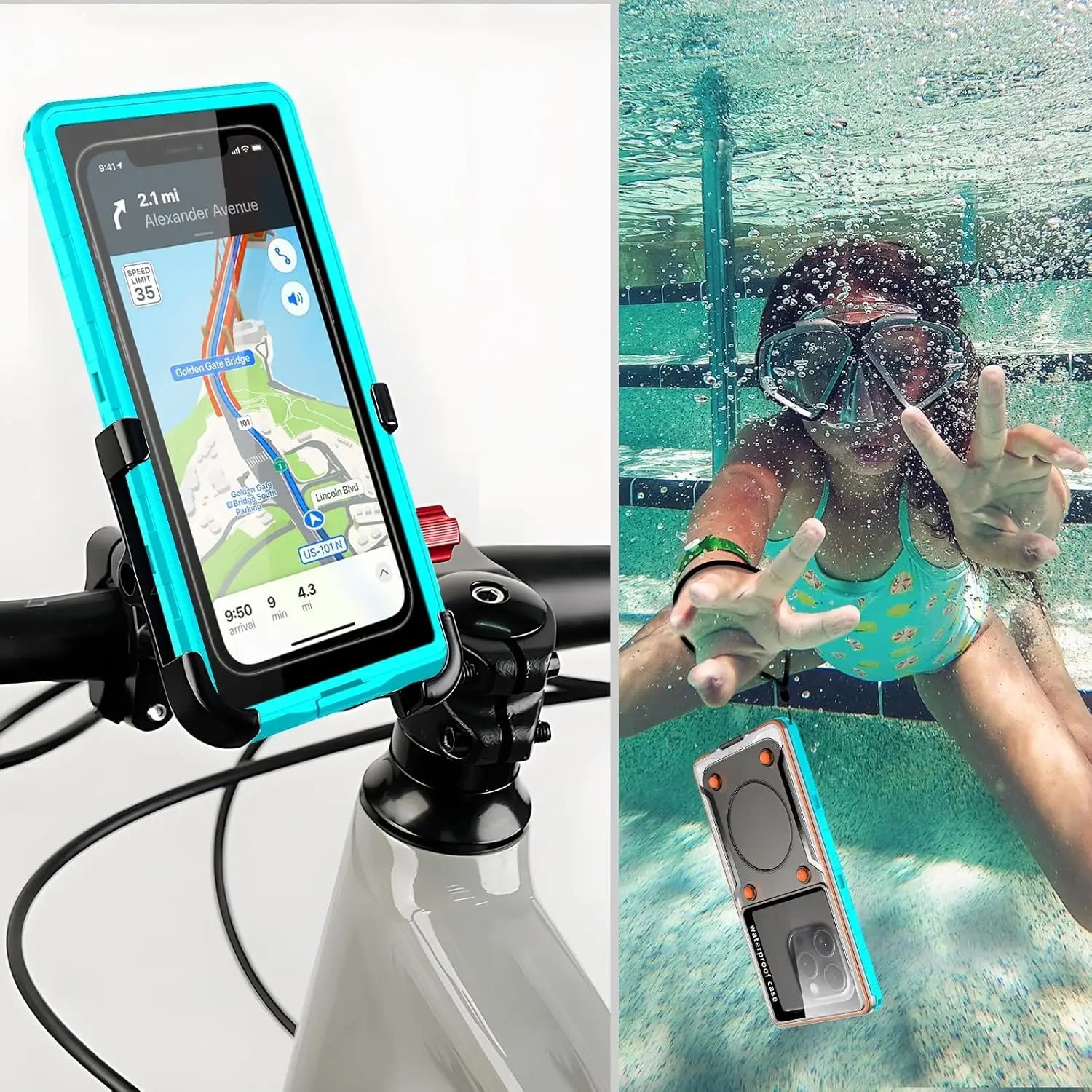 PureGuardCases IP68 Waterproof Phone Pouch for Phones Up to 6.9"