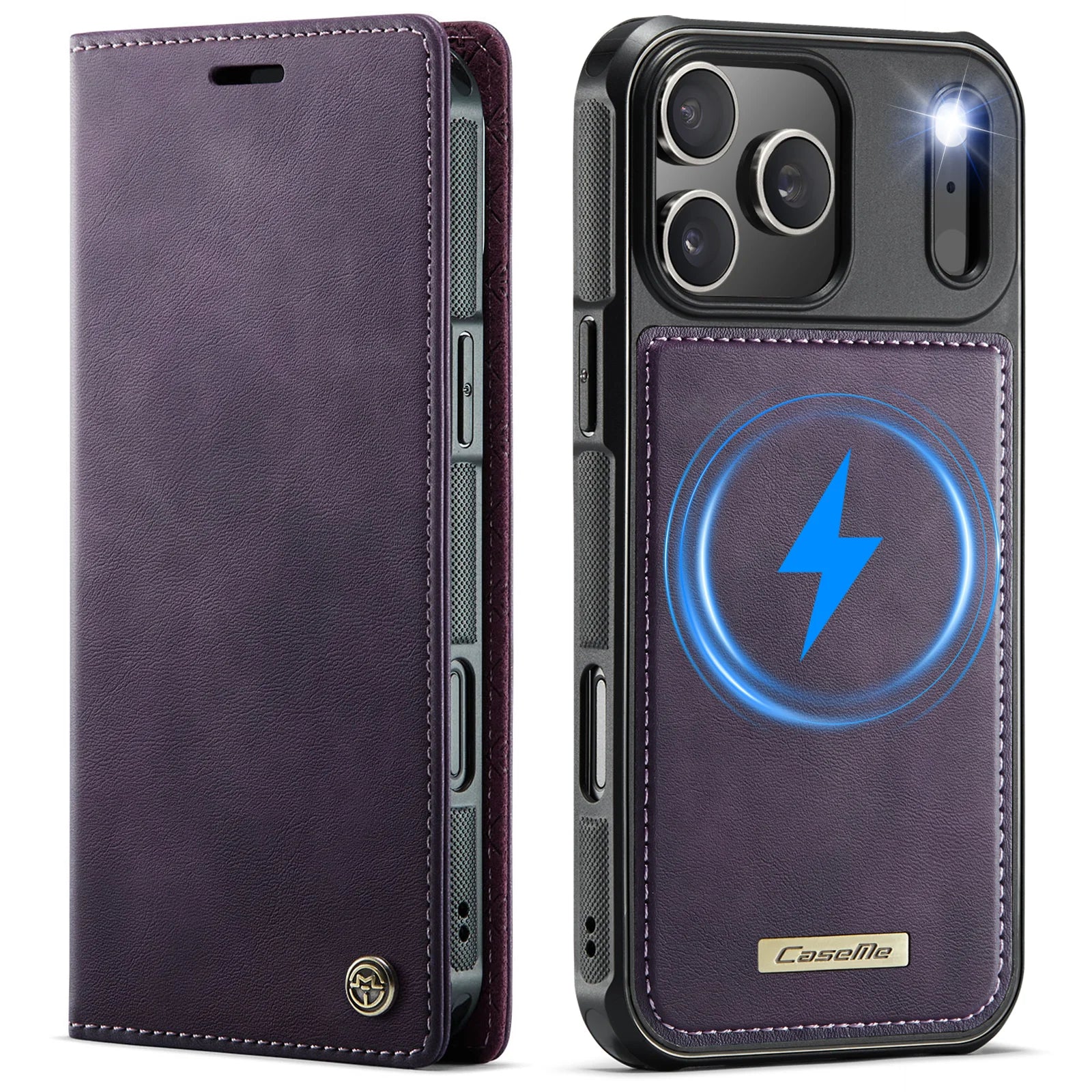 PureGuardCases Detachable Wallet Leather iPhone Case – MagSafe Magnetic Flip Cover