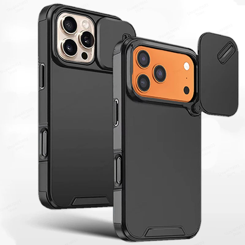 Slide Camera Rugged Case iPhone 11-18, front & back