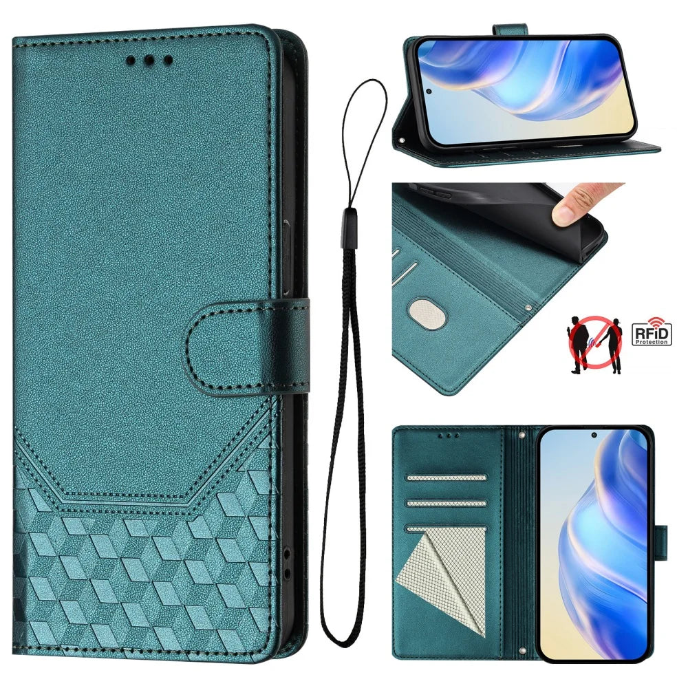 3D Cube Wallet Case Galaxy S20-S26, Dark Green