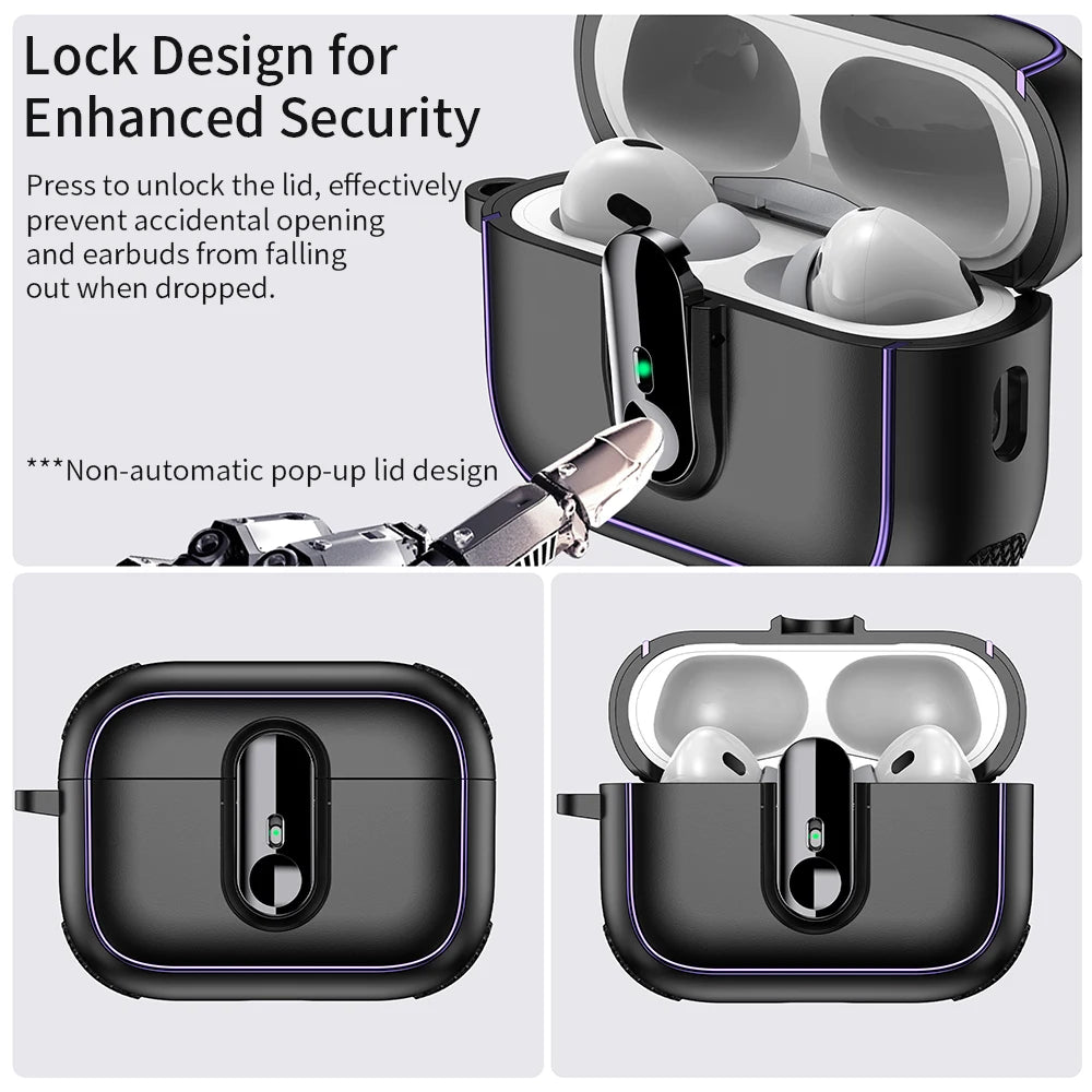 PureGuardCases Armor Lock Shockproof Case for AirPods