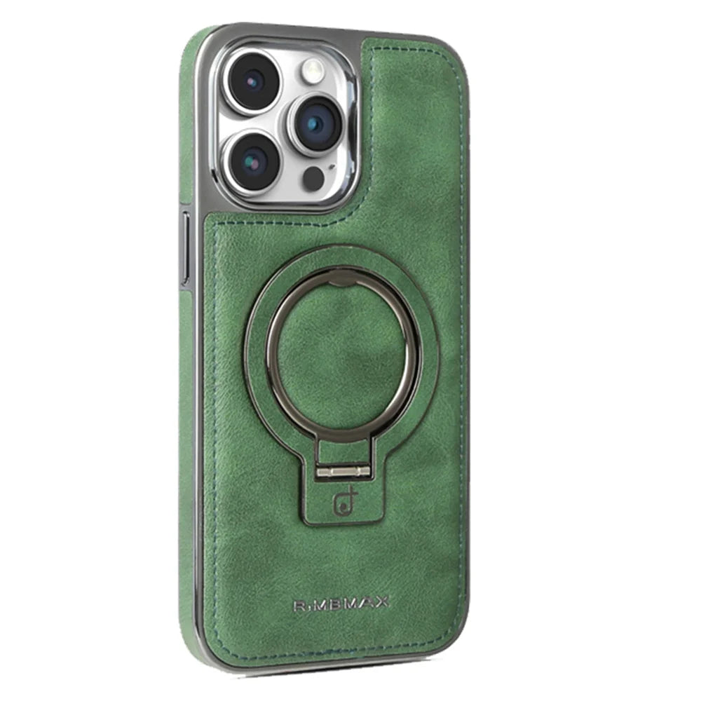 PureGuardCases Luxury PU Leather Stand iPhone Case – MagSafe Shockproof Cover