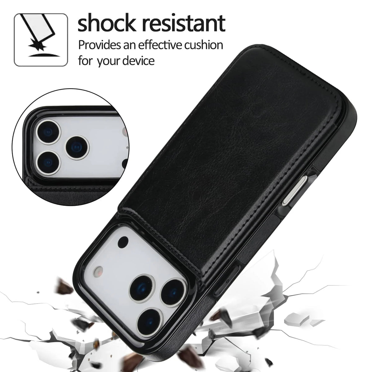 Double Clasp Wallet Case iPhone 17/18 Pro Max, front & back