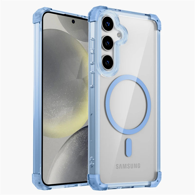 PureGuardCases Clear Magnetic Armor Case for Samsung Galaxy