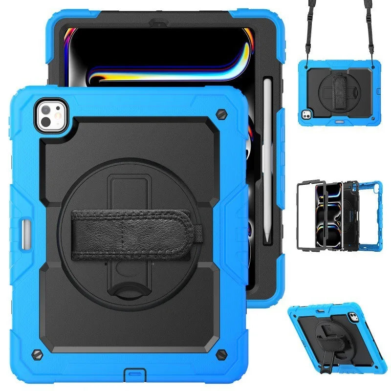 PureGuardCases Rugged Kickstand Case with Shoulder Strap for iPad
