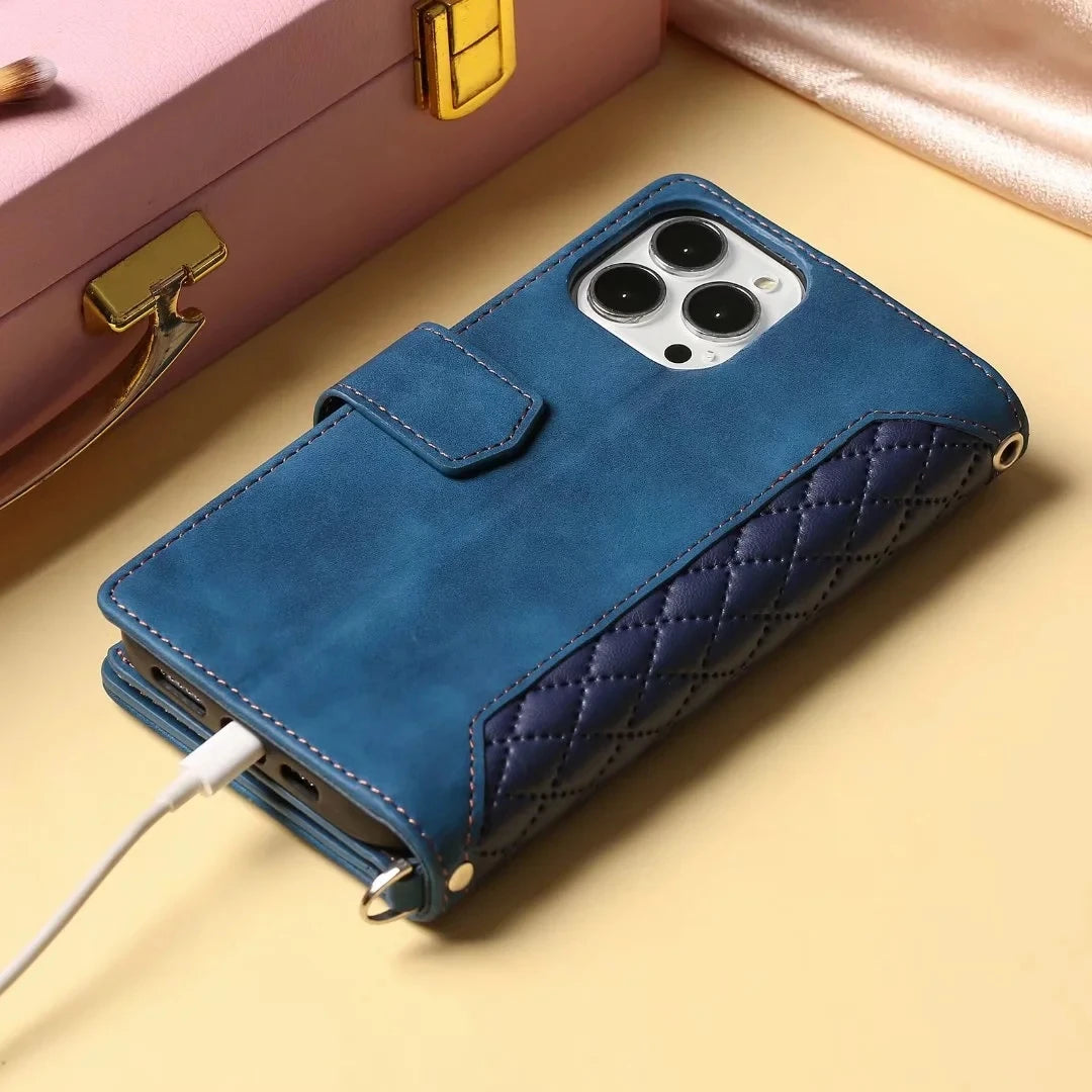 Rhombic Wallet Case Galaxy S & A, camera bezel detail