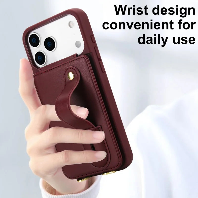 PureGuardCases Crossbody Leather Wallet iPhone Case – Card Holder Flip Stand Cover