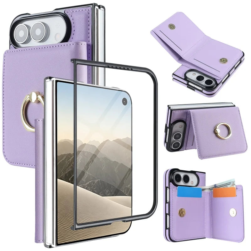 Ring Grip Leather Wallet Case for iPhone Duo, Glass Film - Product View 8
