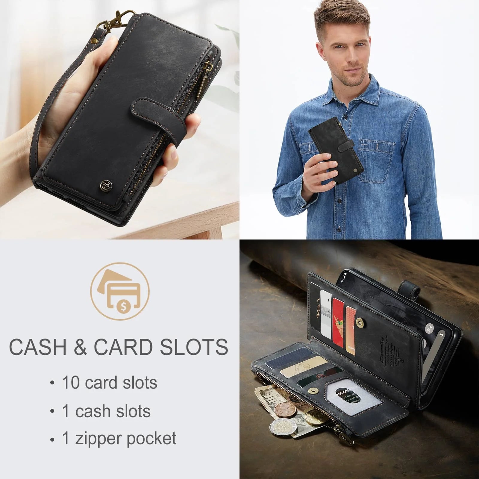 PureGuardCases Leather Wallet Wristlet Case for Google Pixel