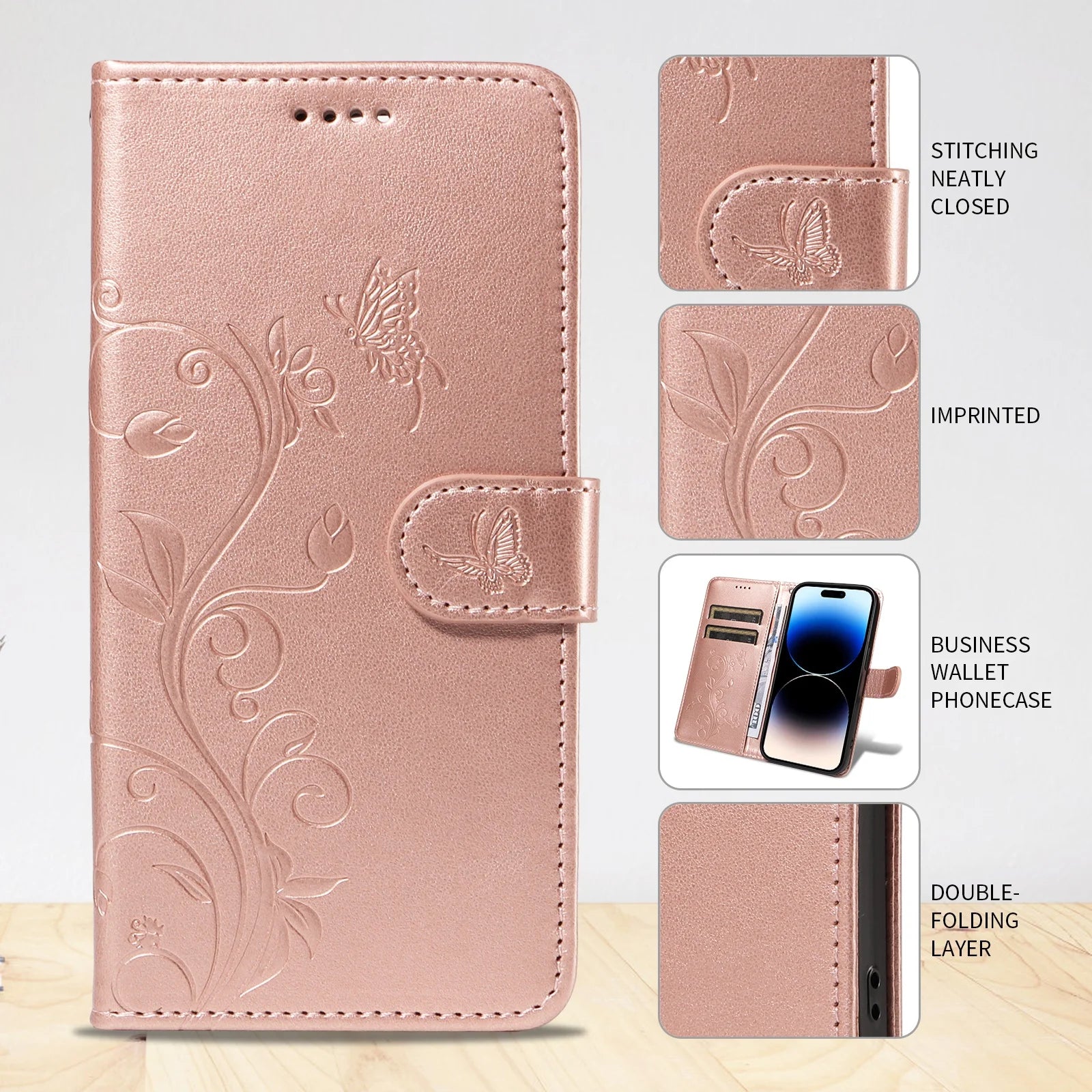 Luxury Butterfly Flower Vine Flip Leather Wallet Case For Samsung Galaxy A06 A16 A26 A36 A56 A05 A05S A15 A25 A35 A55 5G A07 A17