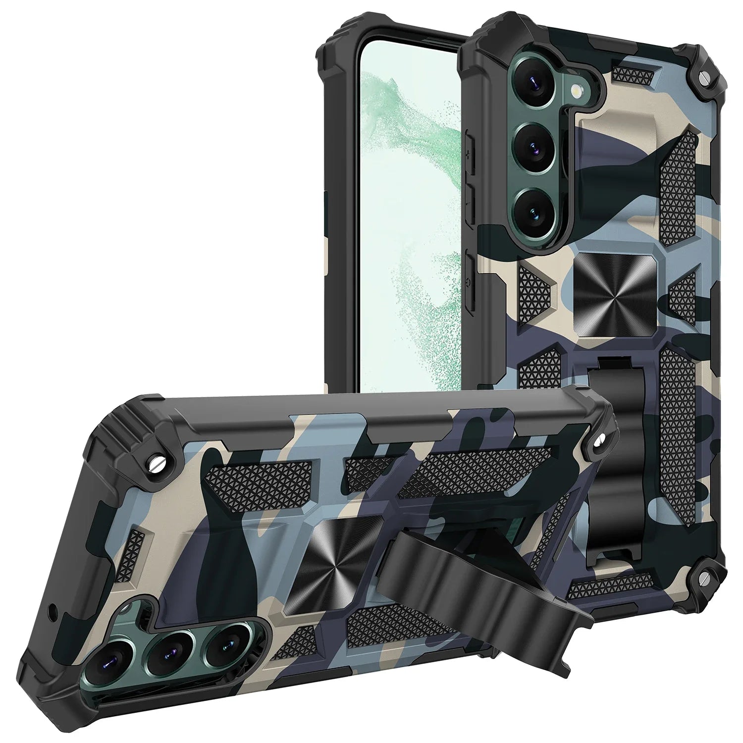PureGuardCases Camouflage Armor Kickstand Case for Samsung Galaxy