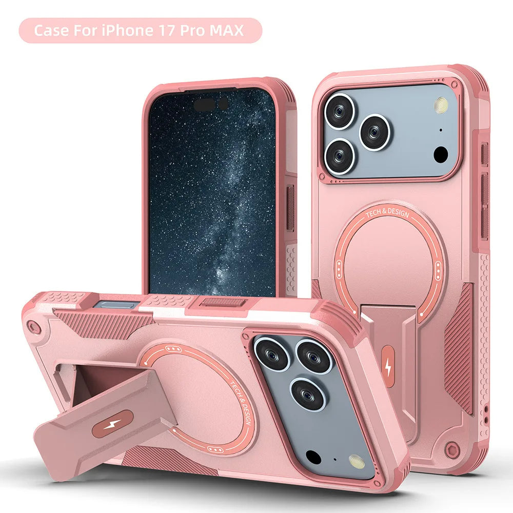 PureGuardCases Invisible Bracket MagSafe iPhone Case – Magnetic Stand Shockproof Cover