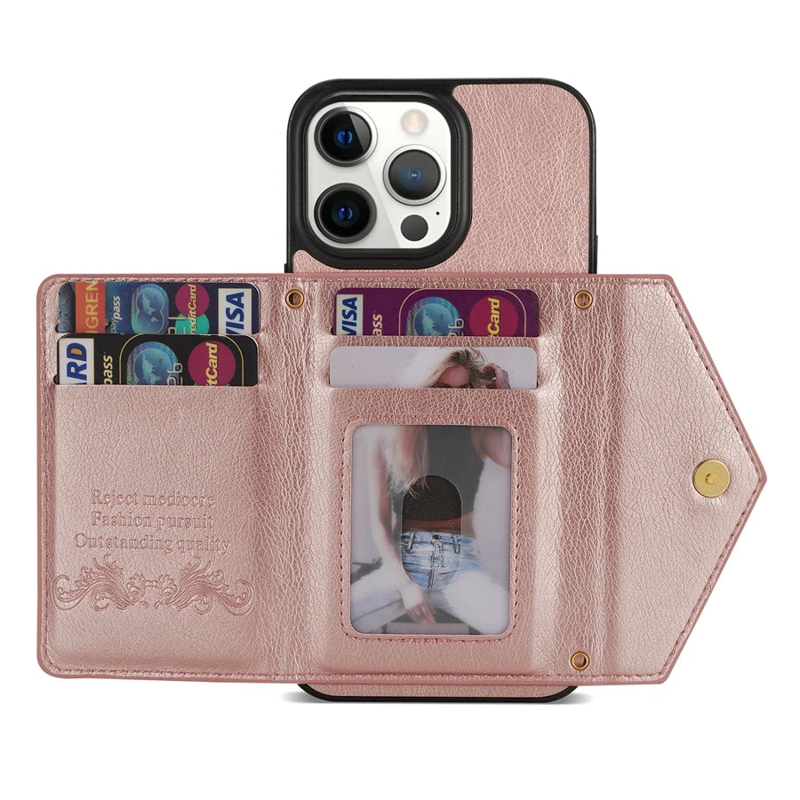 PureGuardCases Crossbody Zipper Wallet iPhone Case – Magnetic Flip Card Holder Leather Cover