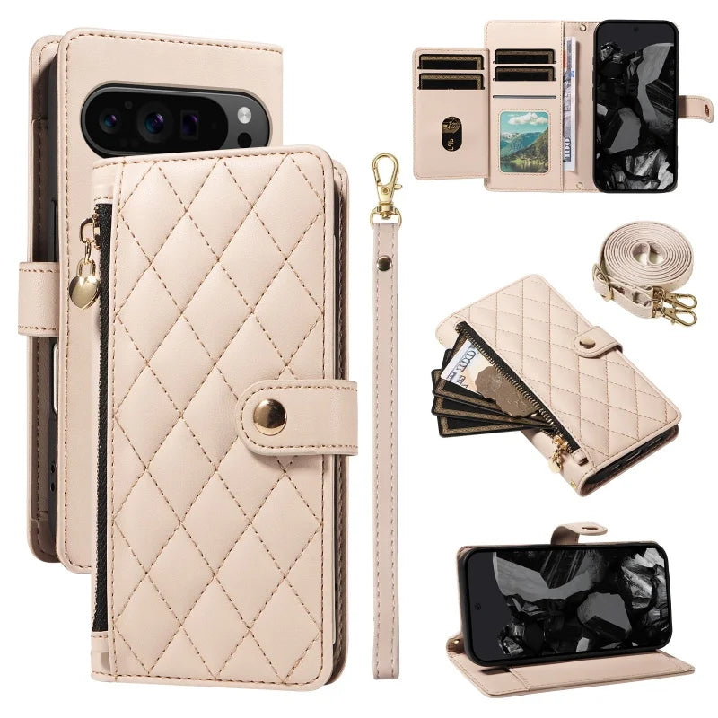 PureGuardCases Crossbody Leather Wallet Case for Google Pixel