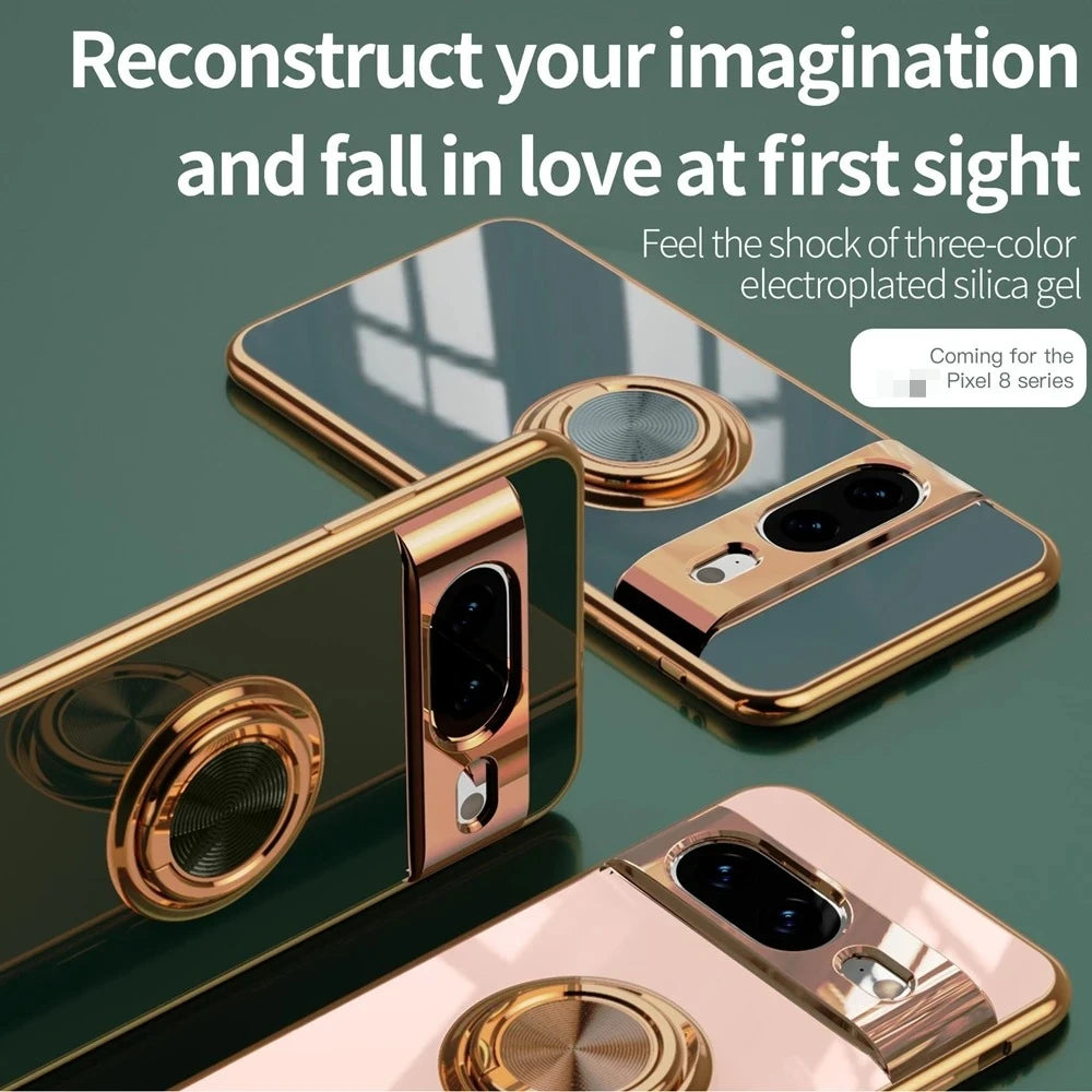 PureGuardCases Plated Ring Holder Case for Google Pixel
