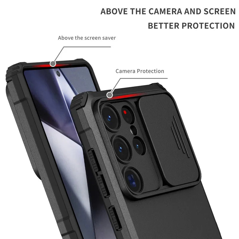 PureGuardCases Armor Case with Sliding Camera Cover for Samsung Galaxy