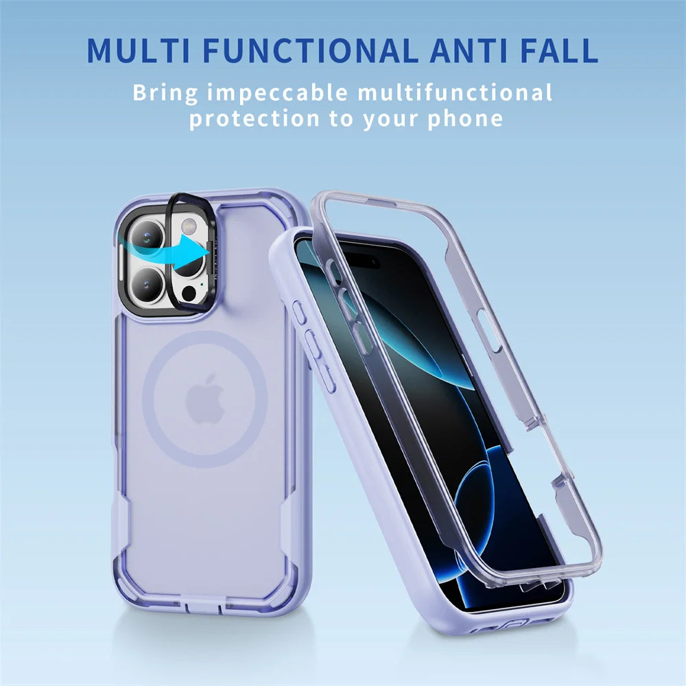 PureGuardCases Dual Armor Lens Stand iPhone Case – MagSafe Shockproof Cover