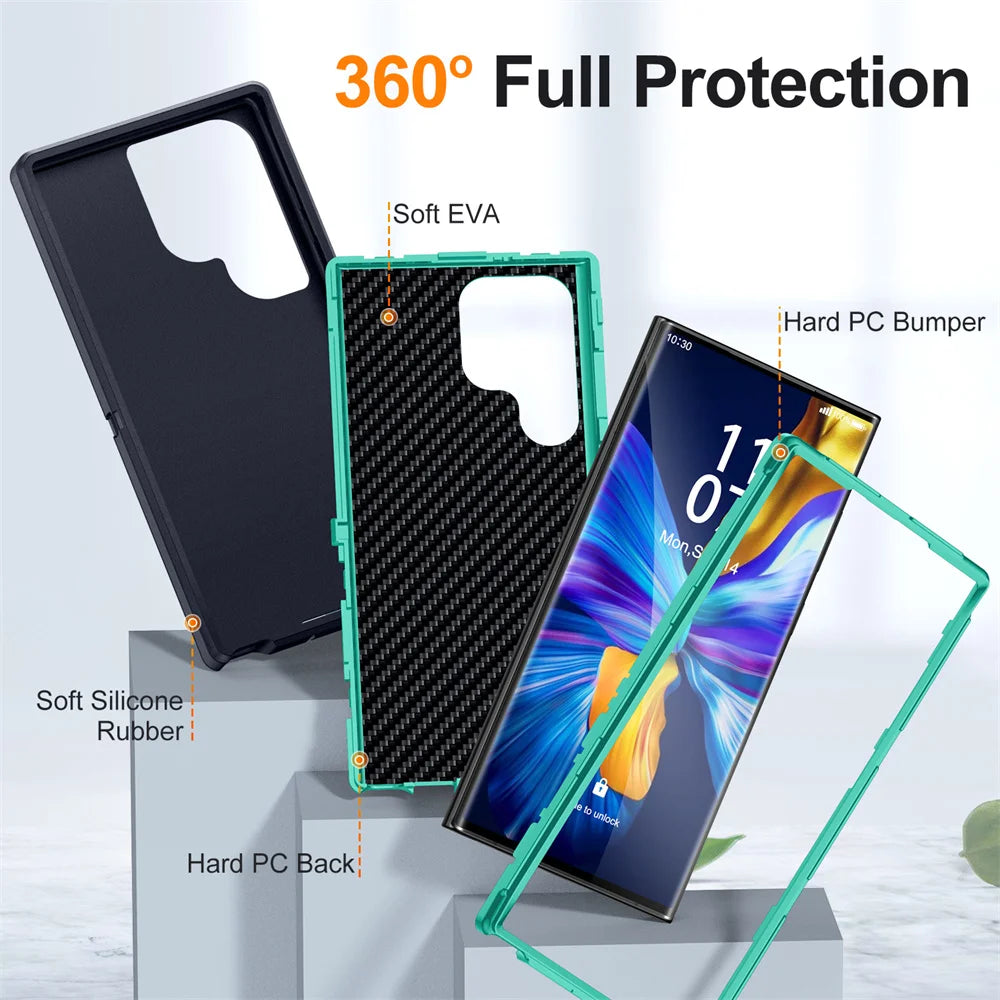 PureGuardCases Military Armor Kickstand Case for Samsung Galaxy