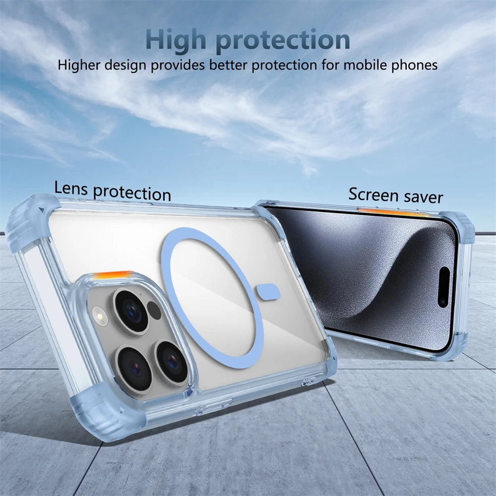 PureGuardCases Luxury Clear Armor iPhone Case – MagSafe Shockproof Magnetic Cover