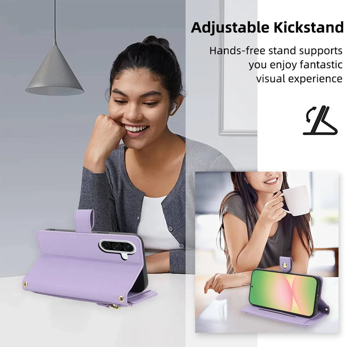 Zipper Tri-Fold Crossbody Wallet Case for Samsung Galaxy A42, A51 4G & A Series - image 3