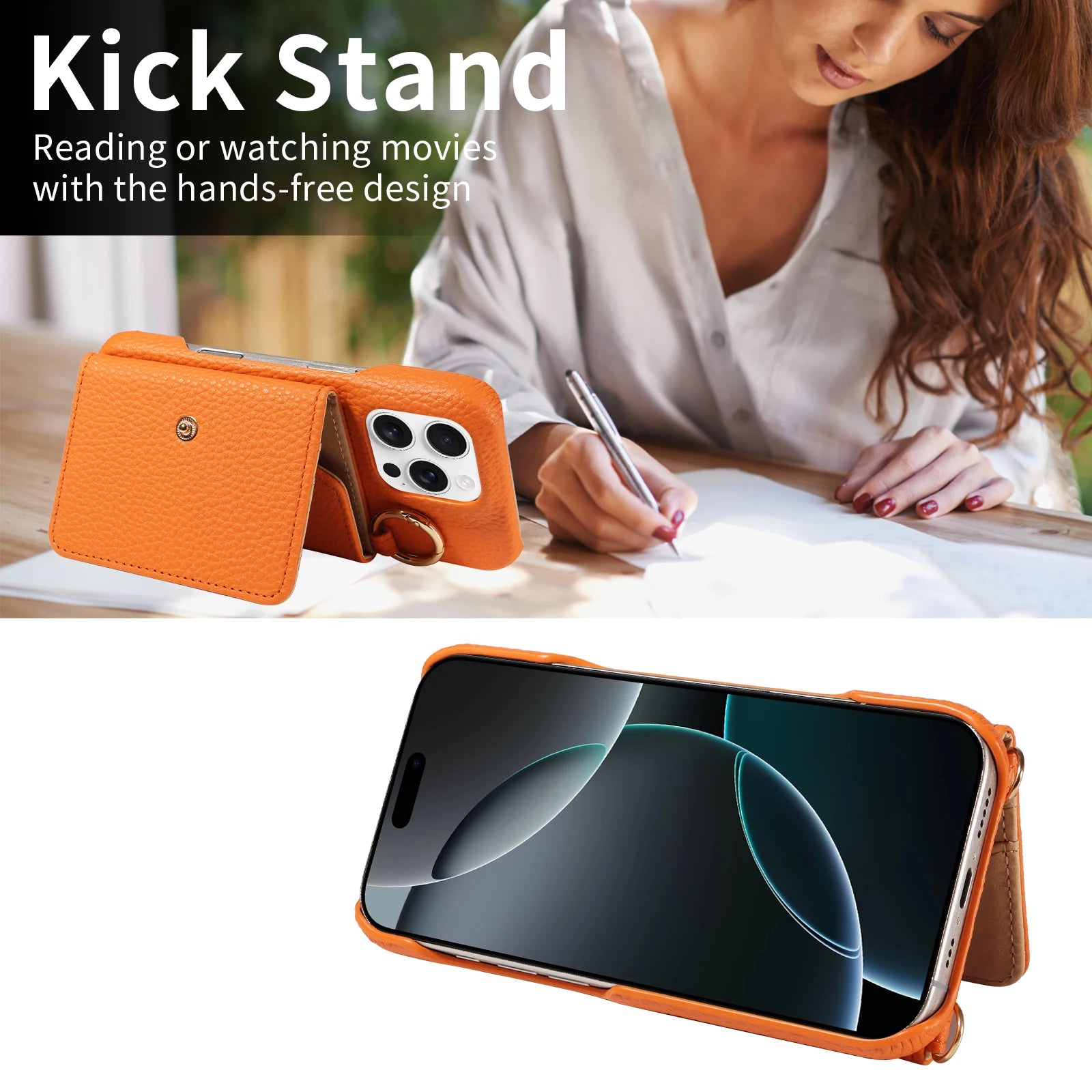 PureGuardCases PU Leather Crossbody Wallet iPhone Case – Mirror Card Holder Protective Cover