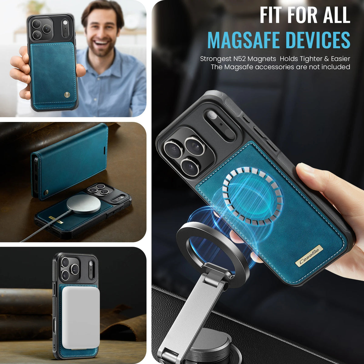 2-in-1 Detachable MagSafe Leather Wallet Case for iPhone 17 Pro Max, iPhone Air & iPhone 11-16 - image 7