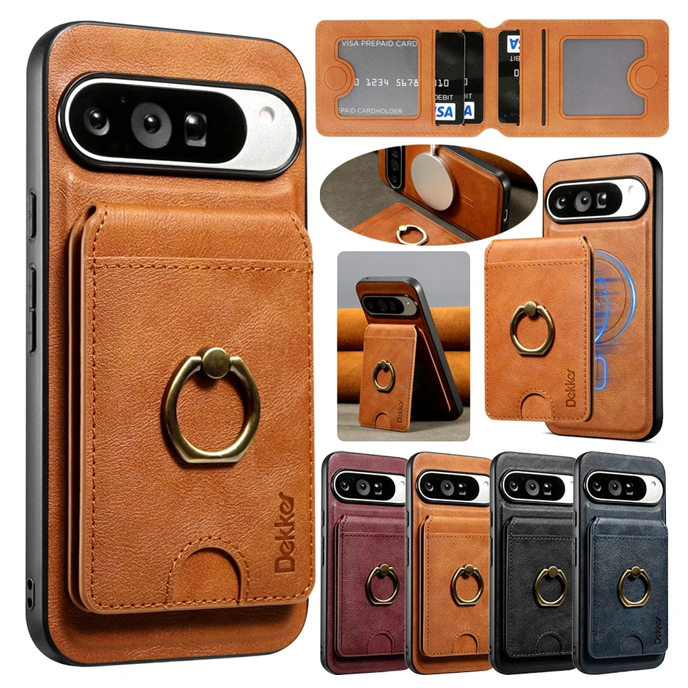 PureGuardCases 2-in-1 Detachable Leather Wallet Case for Google Pixel