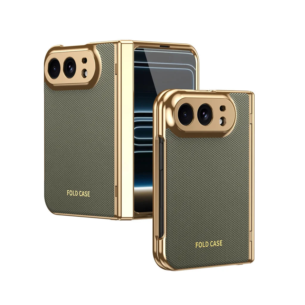 Gold Plated Leather Hinge Case for iPhone Duo, Glass Film - Product View 10