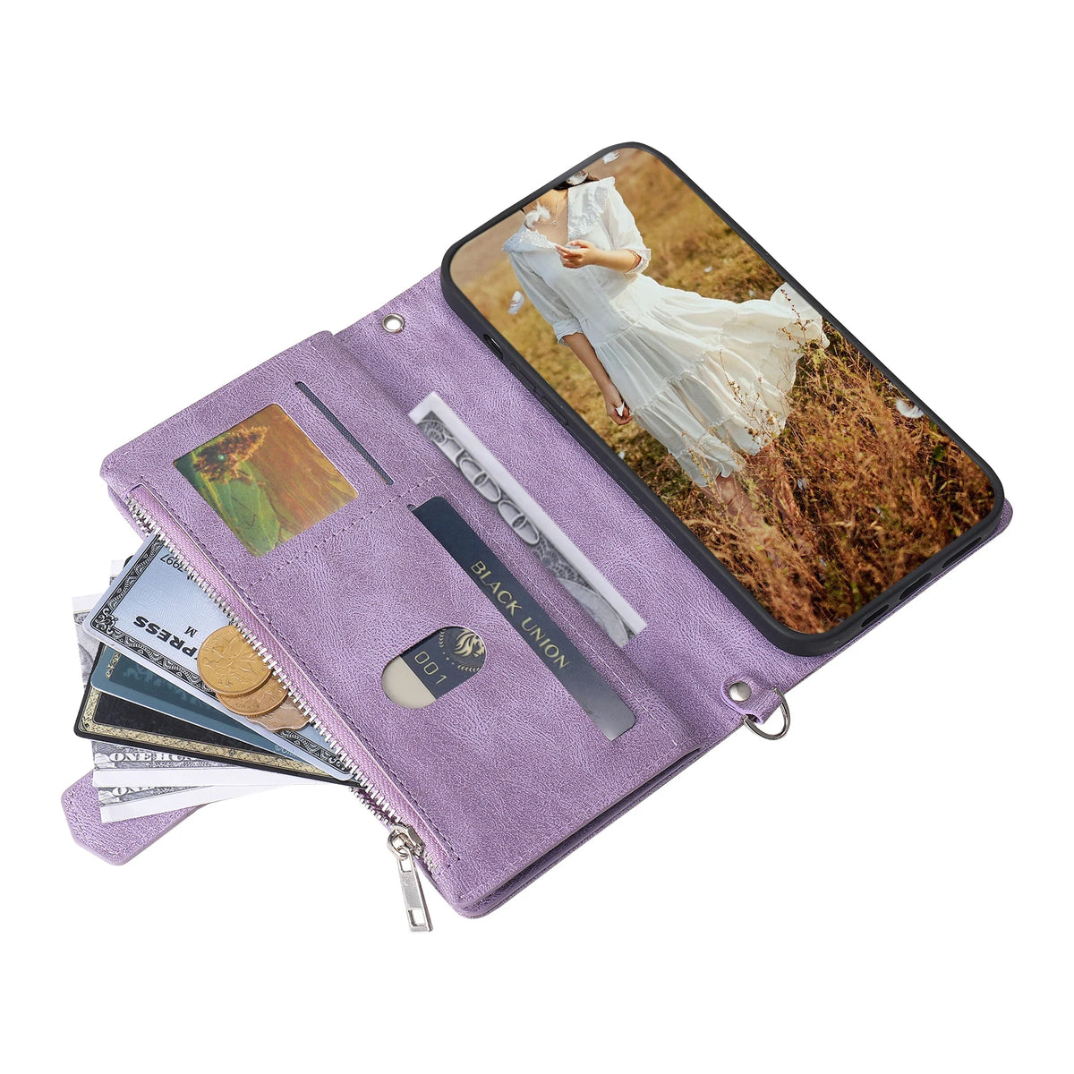 Rhombic Wallet Case Galaxy S & A, wrist strap