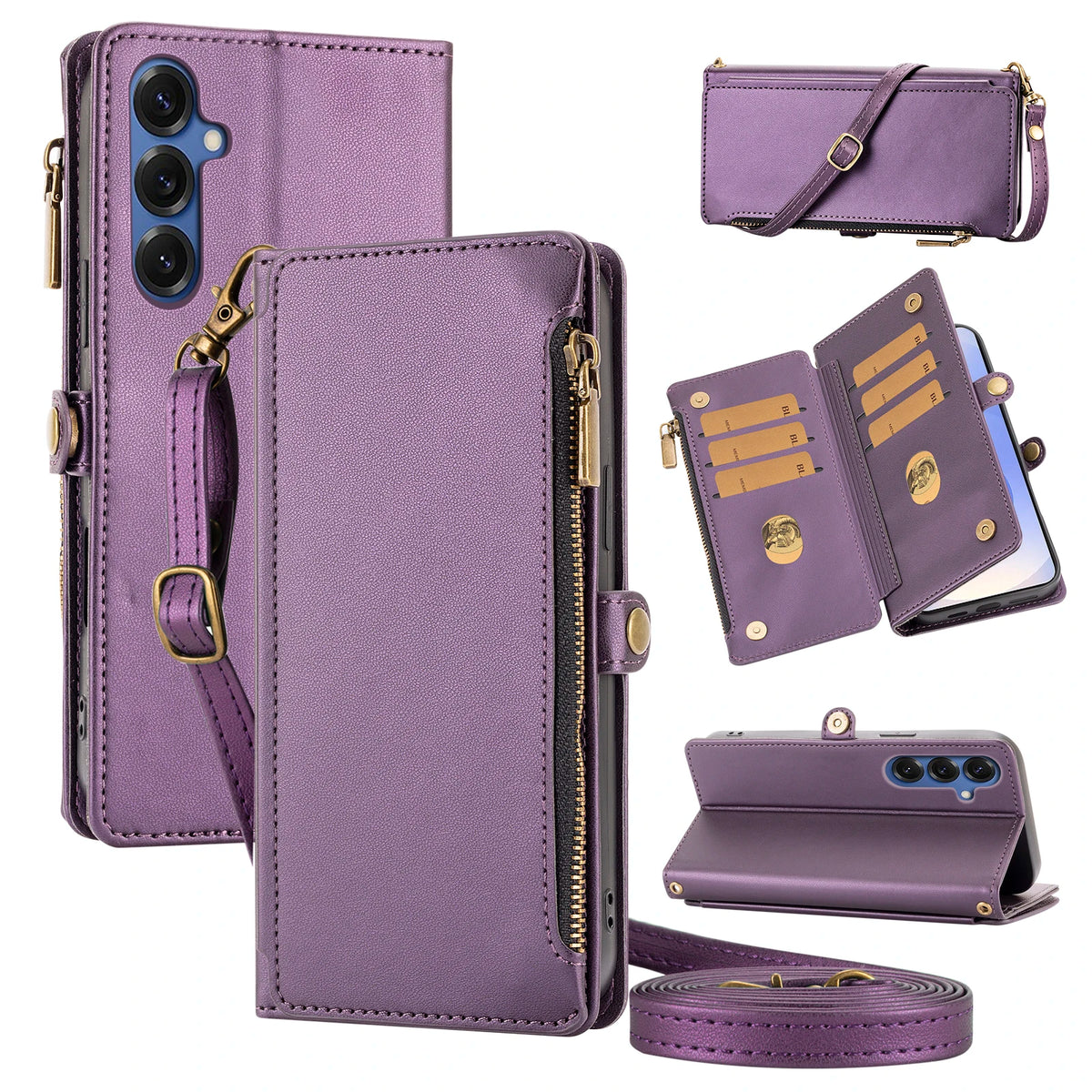 Zipper Crossbody Case Galaxy S9-S26, Purple