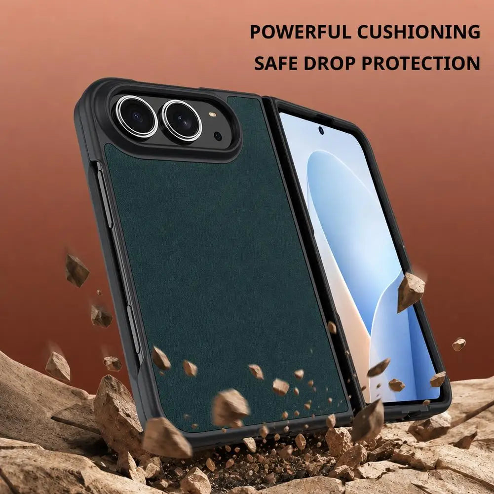 Slim Grid Leather Case iPhone Duo, front & back