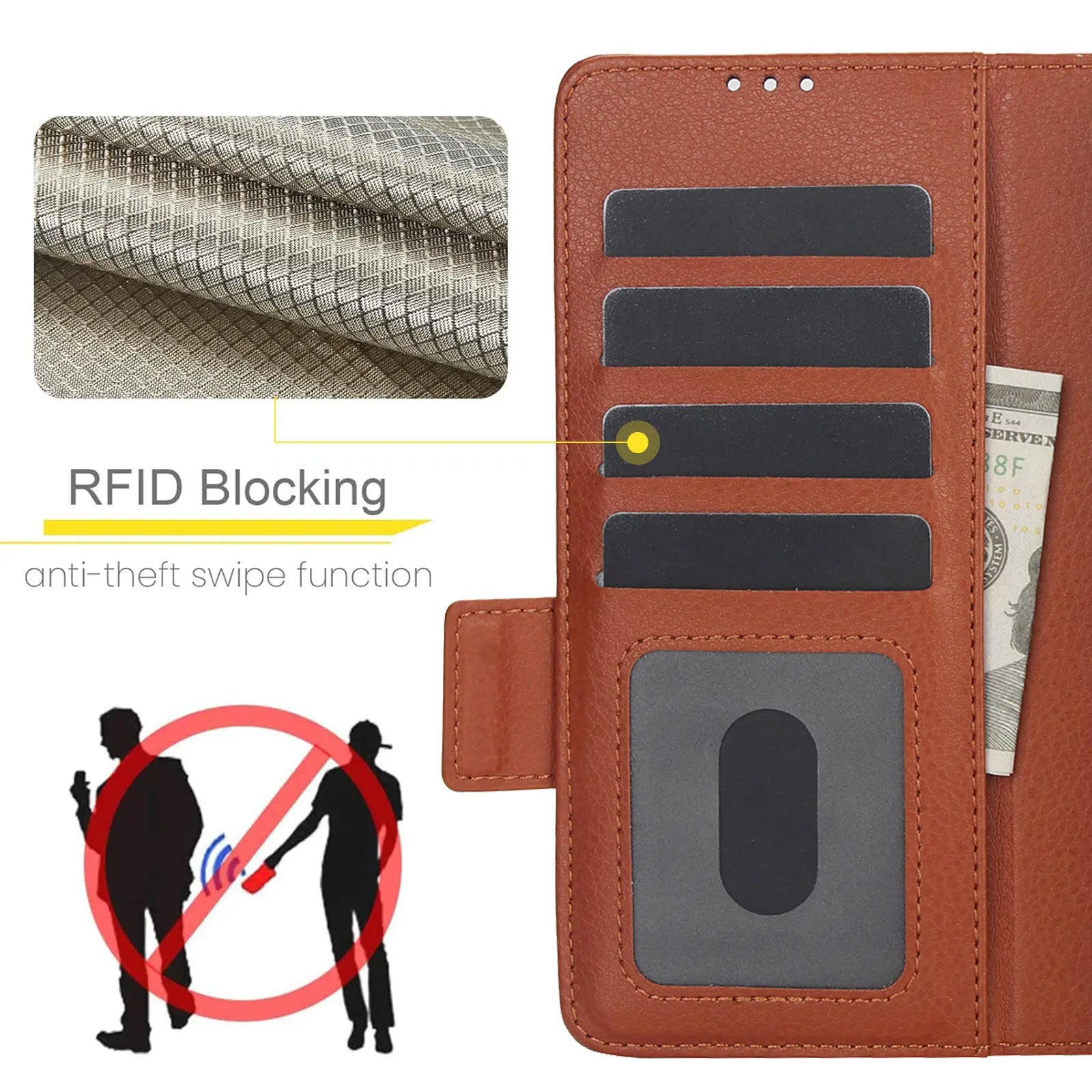 PureGuardCases RFID Leather Wallet Case for Samsung Galaxy Z Fold – Card Holder Protective Cover