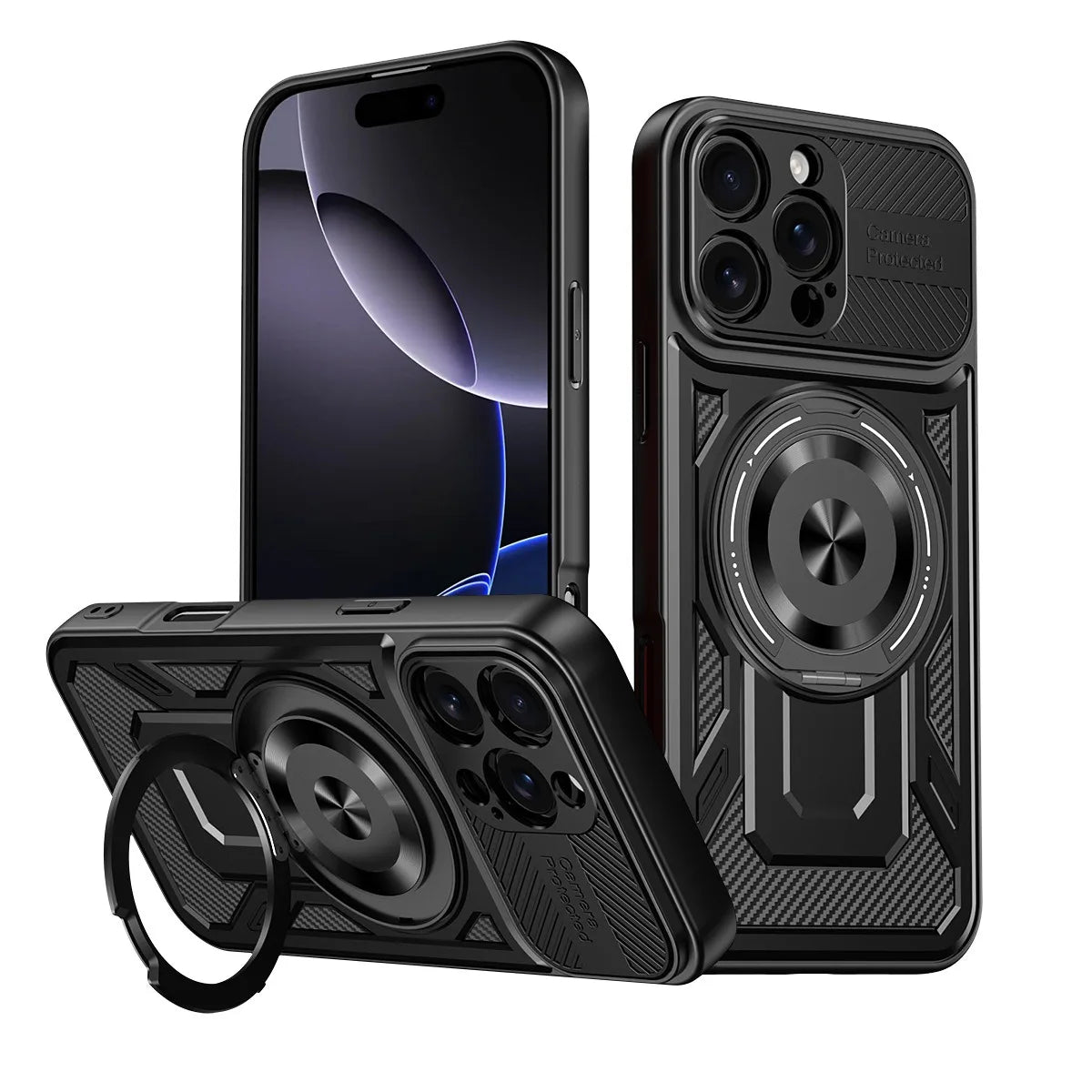 PureGuardCases 360° Rotatable Kickstand iPhone Case – MagSafe Shockproof Cover