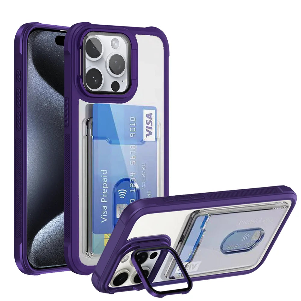 Clear Card Case iPhone 11-18, Deep Purple