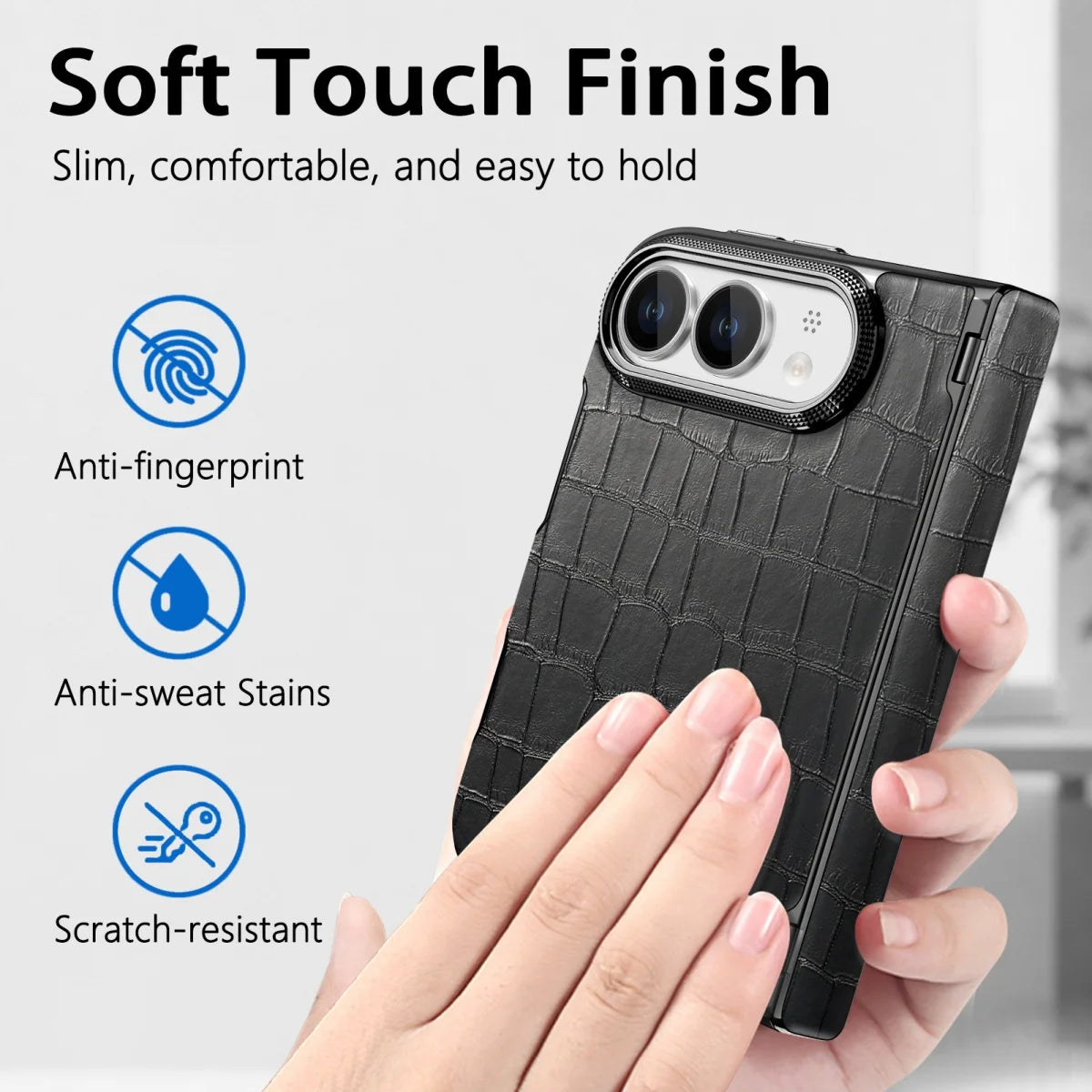 Crocodile-Texture Hinge Case for iPhone Duo, Shockproof - Product View 5