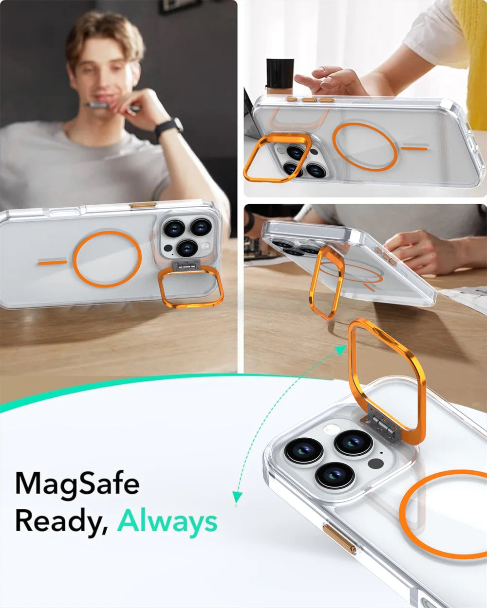 Clear MagSafe Case with Camera Lens Stand for iPhone 11-18 - Product View 4