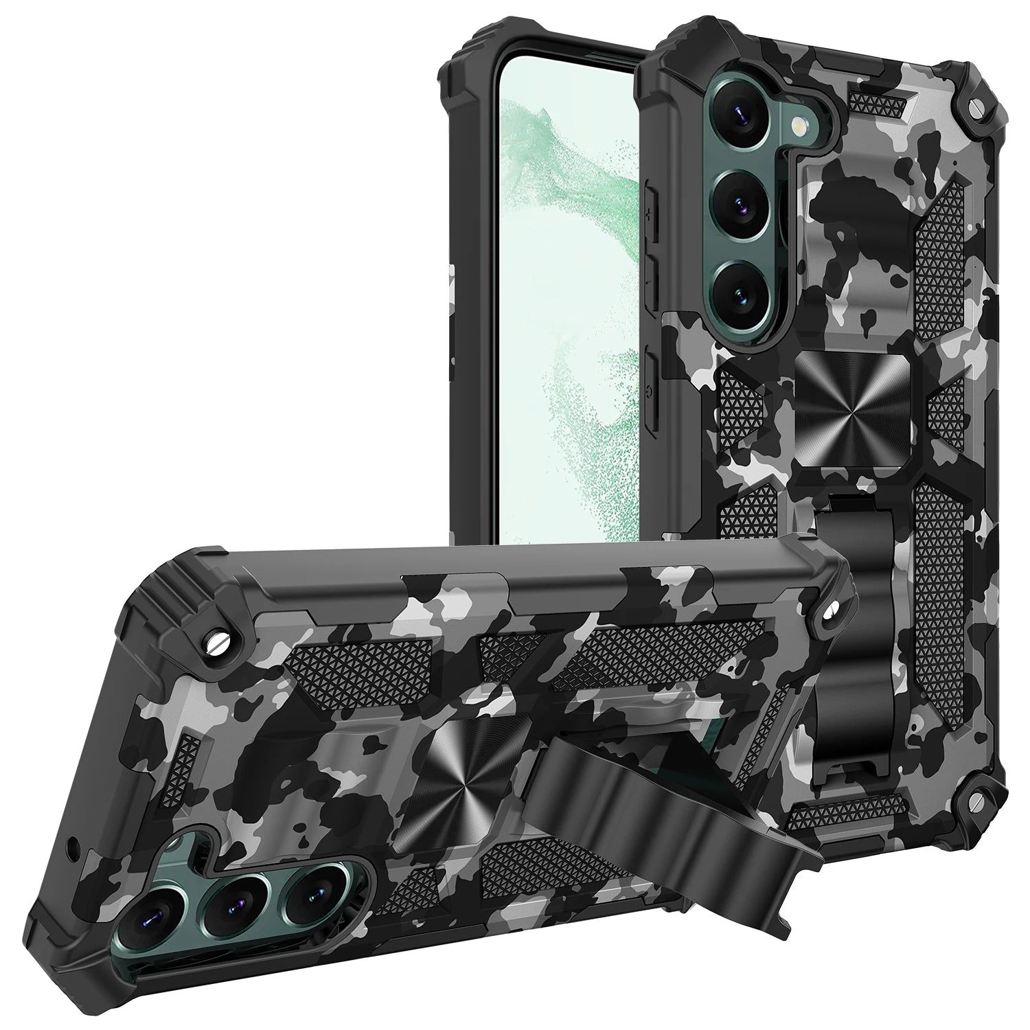 PureGuardCases Camouflage Armor Kickstand Case for Samsung Galaxy