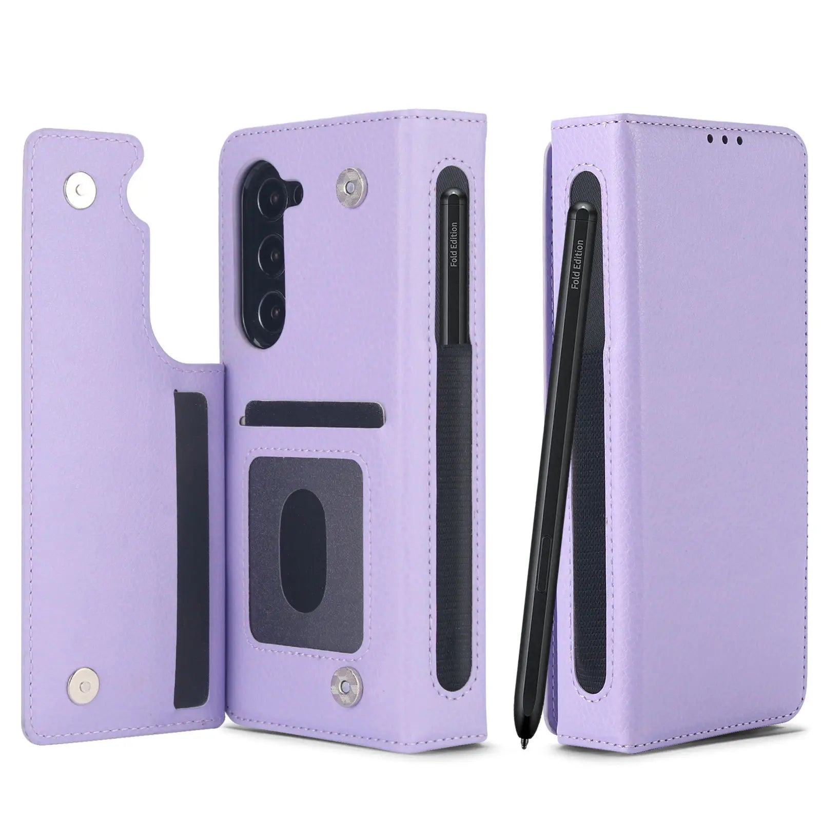 PureGuardCases RFID Leather Wallet Case for Samsung Galaxy Z Fold – Card Holder Protective Cover