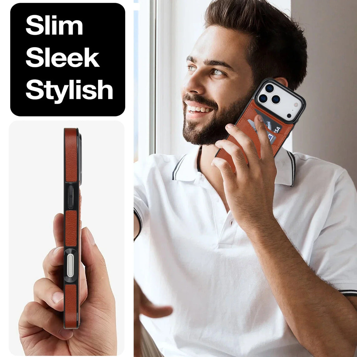 Card Slot Wallet Case iPhone 11-18, slim profile