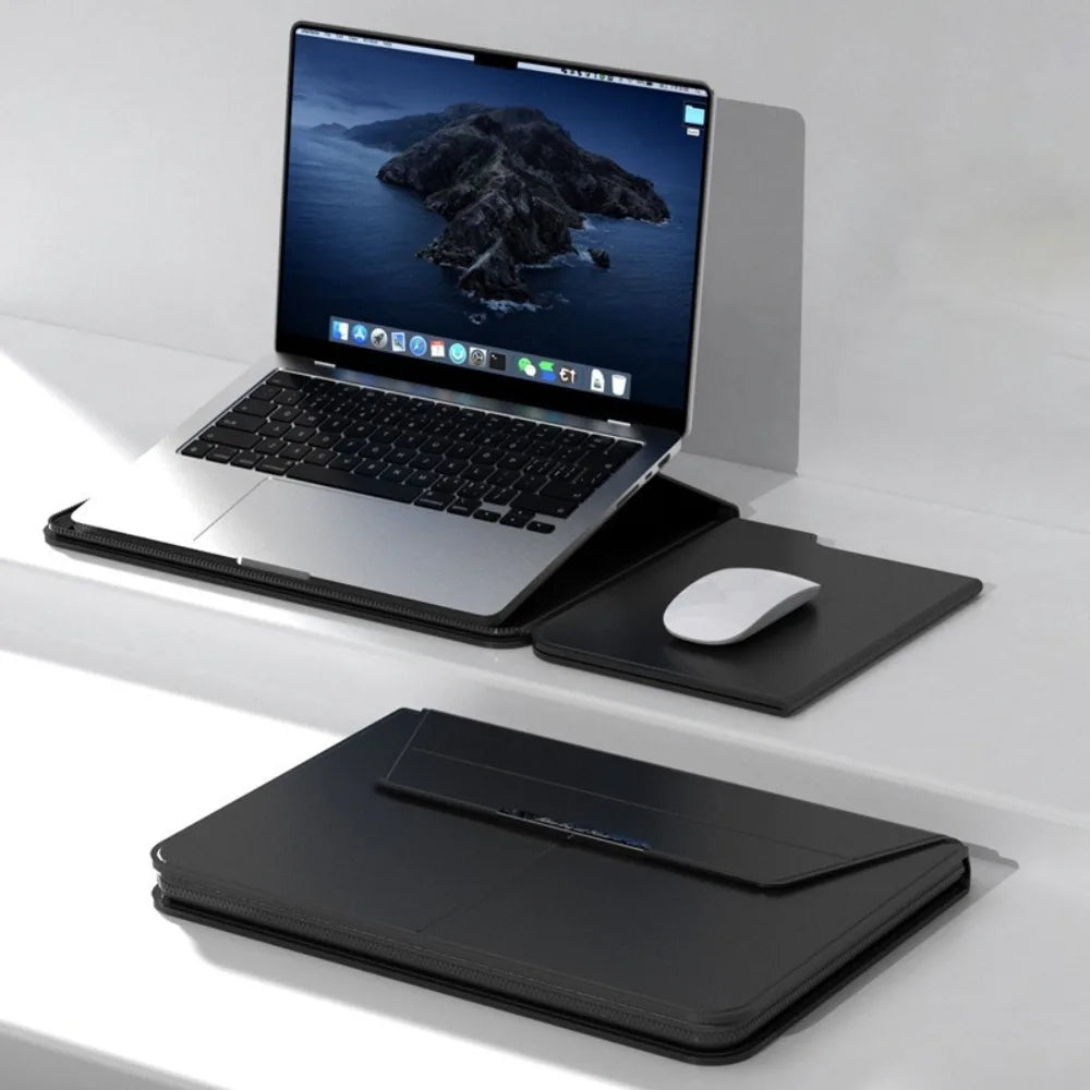 PureGuardCases Leather Laptop Sleeve with Stand for MacBook & Laptops