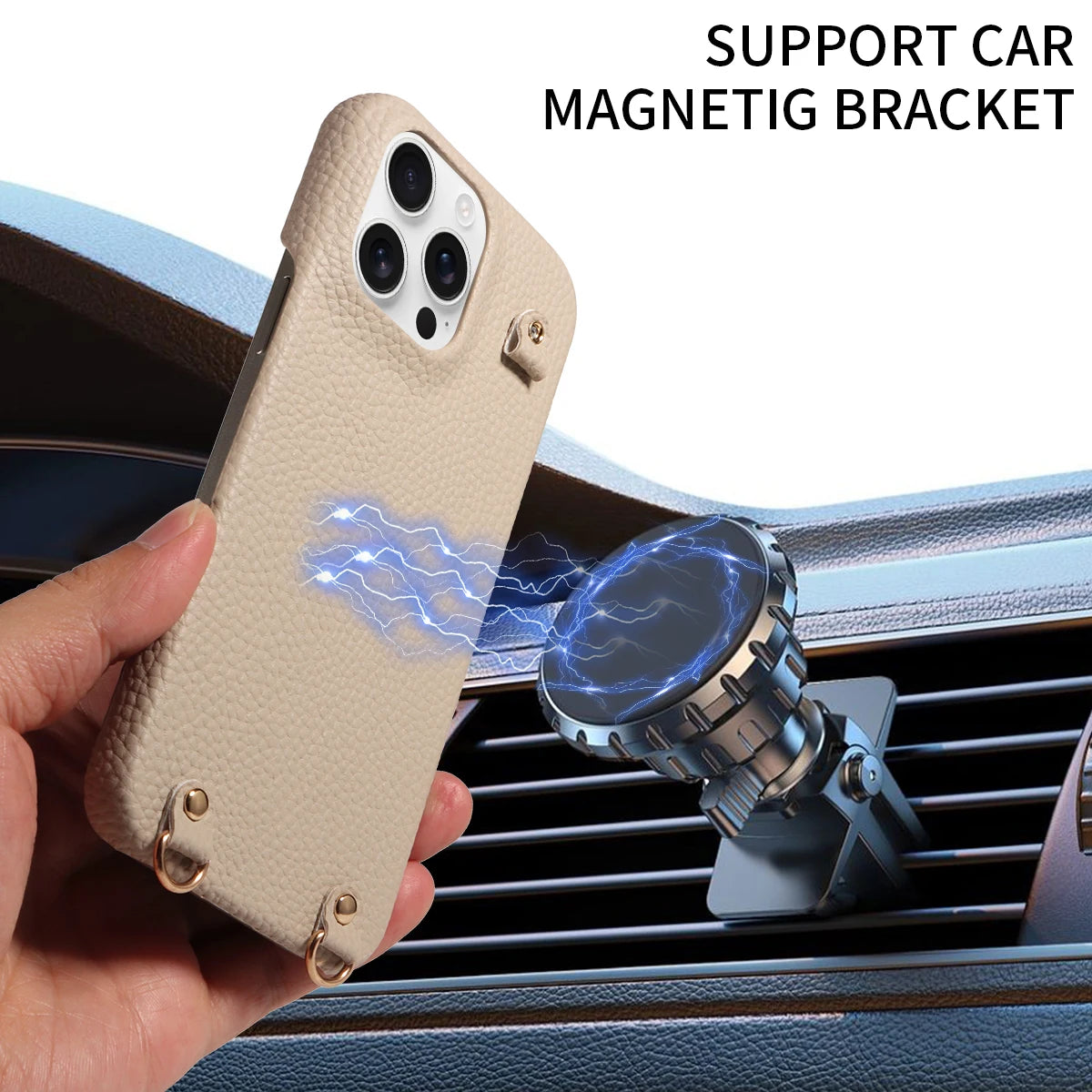PureGuardCases PU Leather Crossbody Wallet iPhone Case – MagSafe Magnetic Card Holder Cover