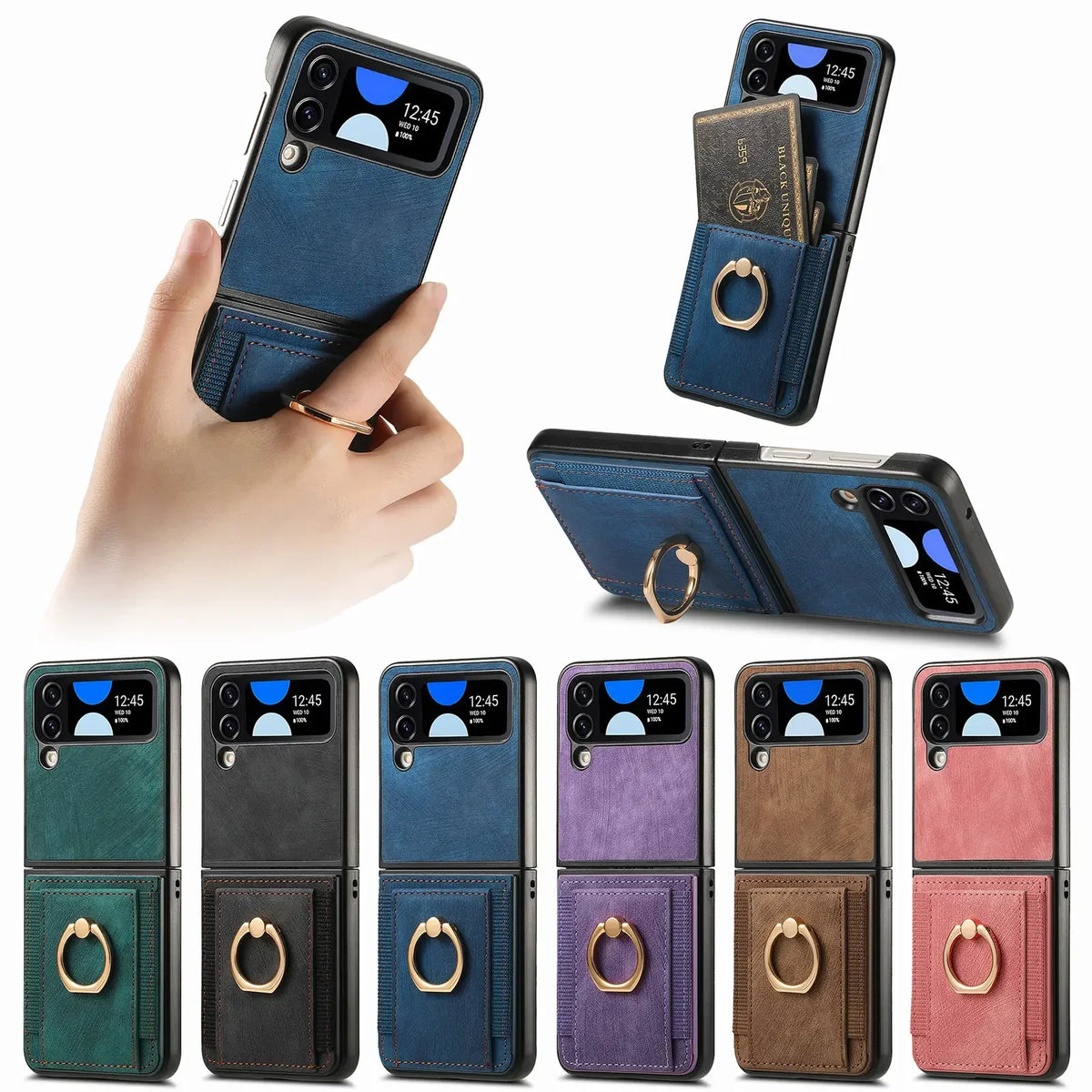 Ring Stand Card Wallet Case for Samsung Galaxy Z Flip 4-8 - image 2