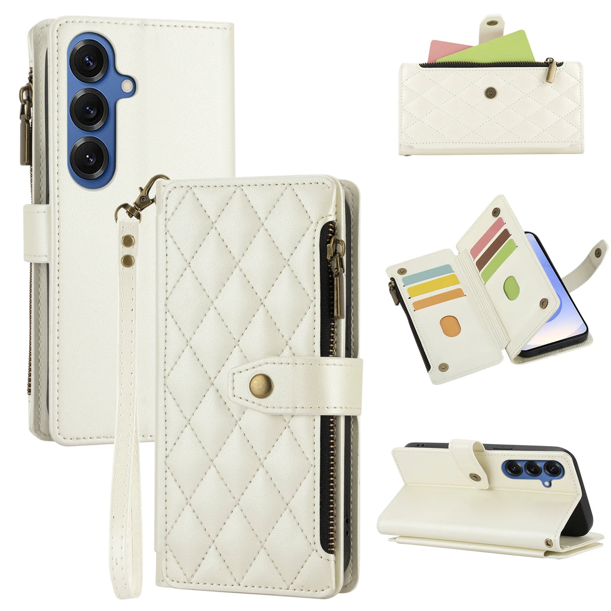 PureGuardCases Faux Leather Flip Wallet Case for Samsung Galaxy S9-S10, S20-S26 - Multi-Card & Coin Holder