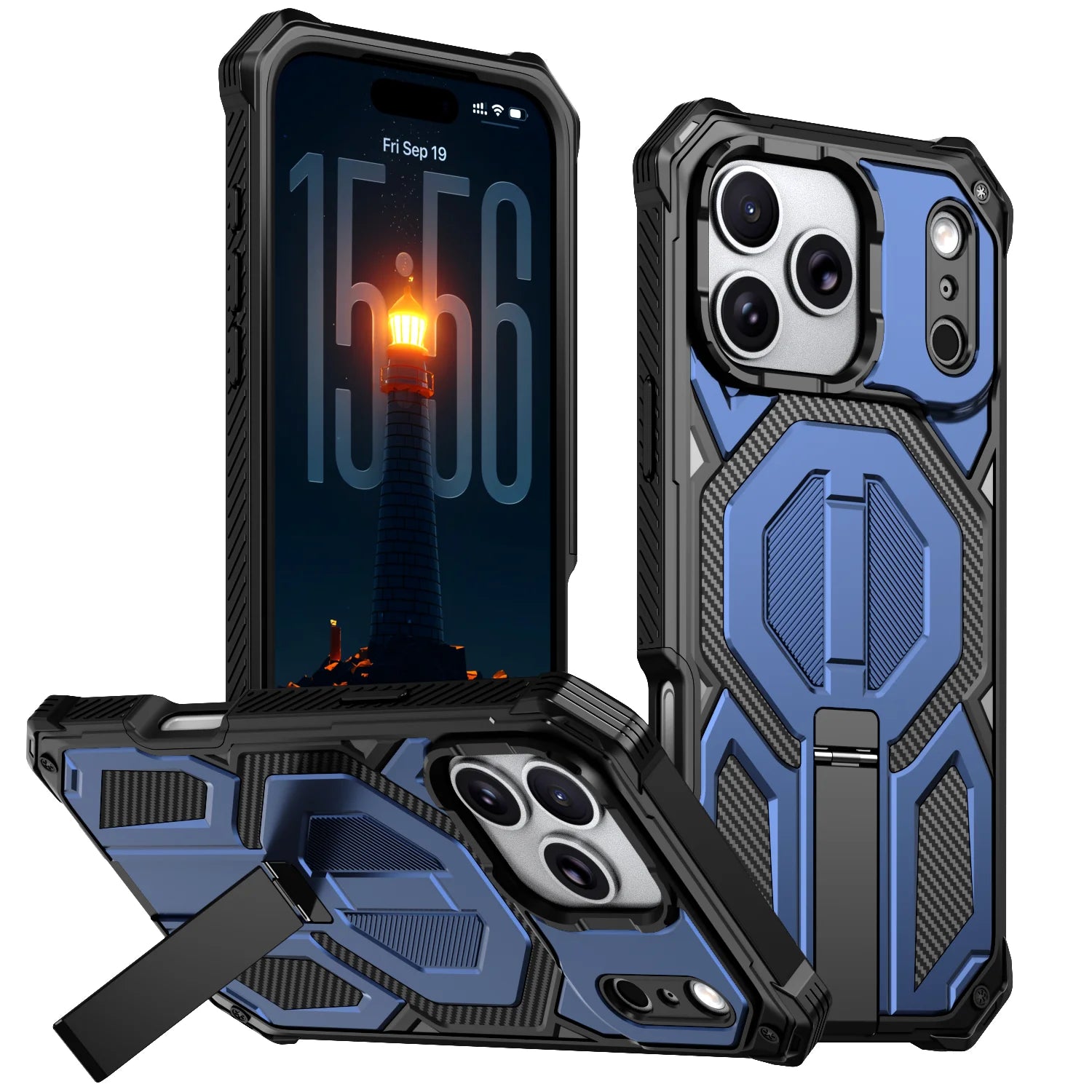 PureGuardCases Metal Stand Armor iPhone Case – MagSafe Shockproof Cover