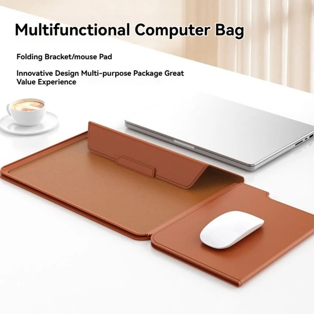 PureGuardCases Leather Laptop Sleeve with Stand for MacBook & Laptops