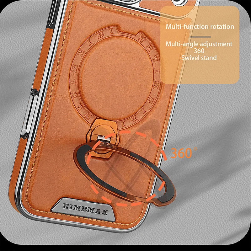 PureGuardCases Rotating Leather Stand iPhone Case – MagSafe Shockproof Cover