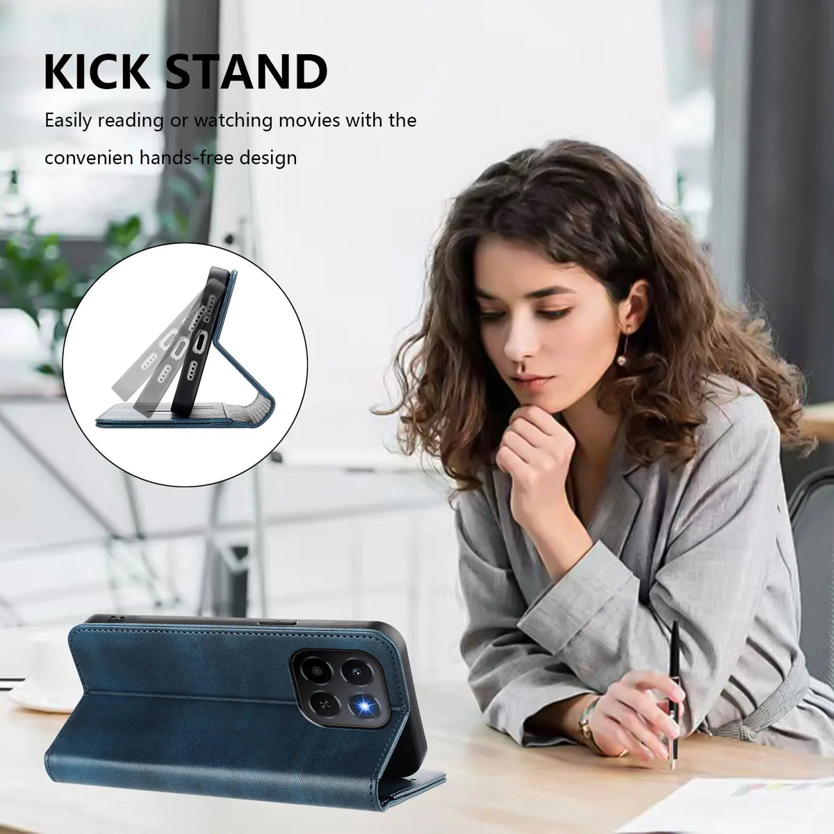 Magnetic Flip Case iPhone 11-18, MagSafe ring