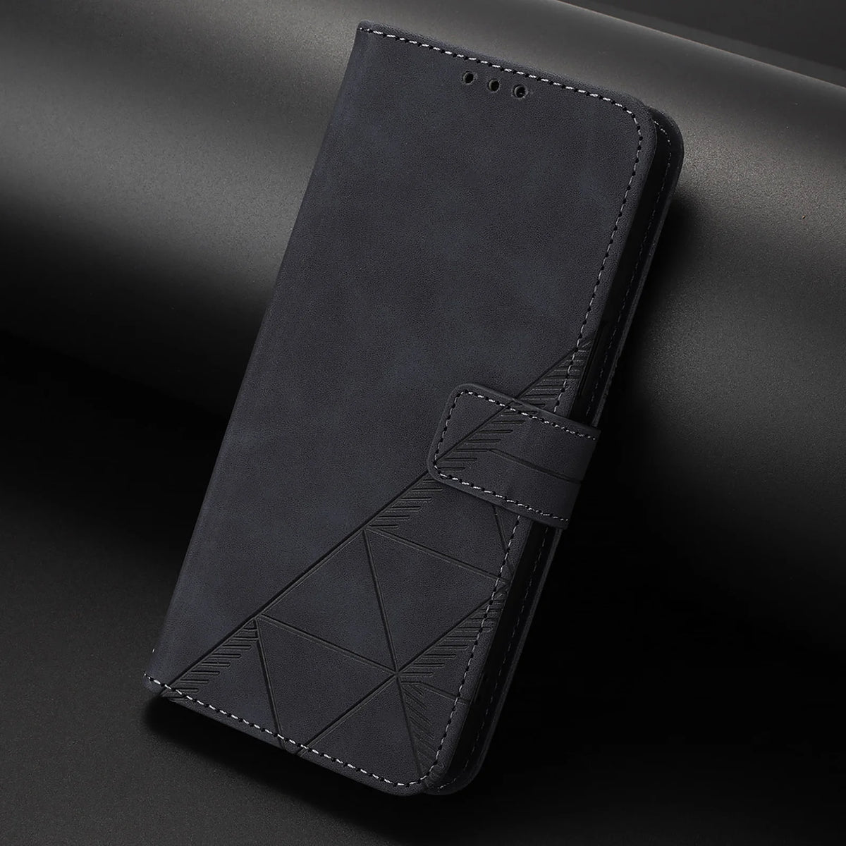 Geometric Embossed Magnetic Flip Wallet Case for Samsung Galaxy A51 5G, A20 & A Series - Black - image 9